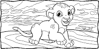 A coloring page of the lion king